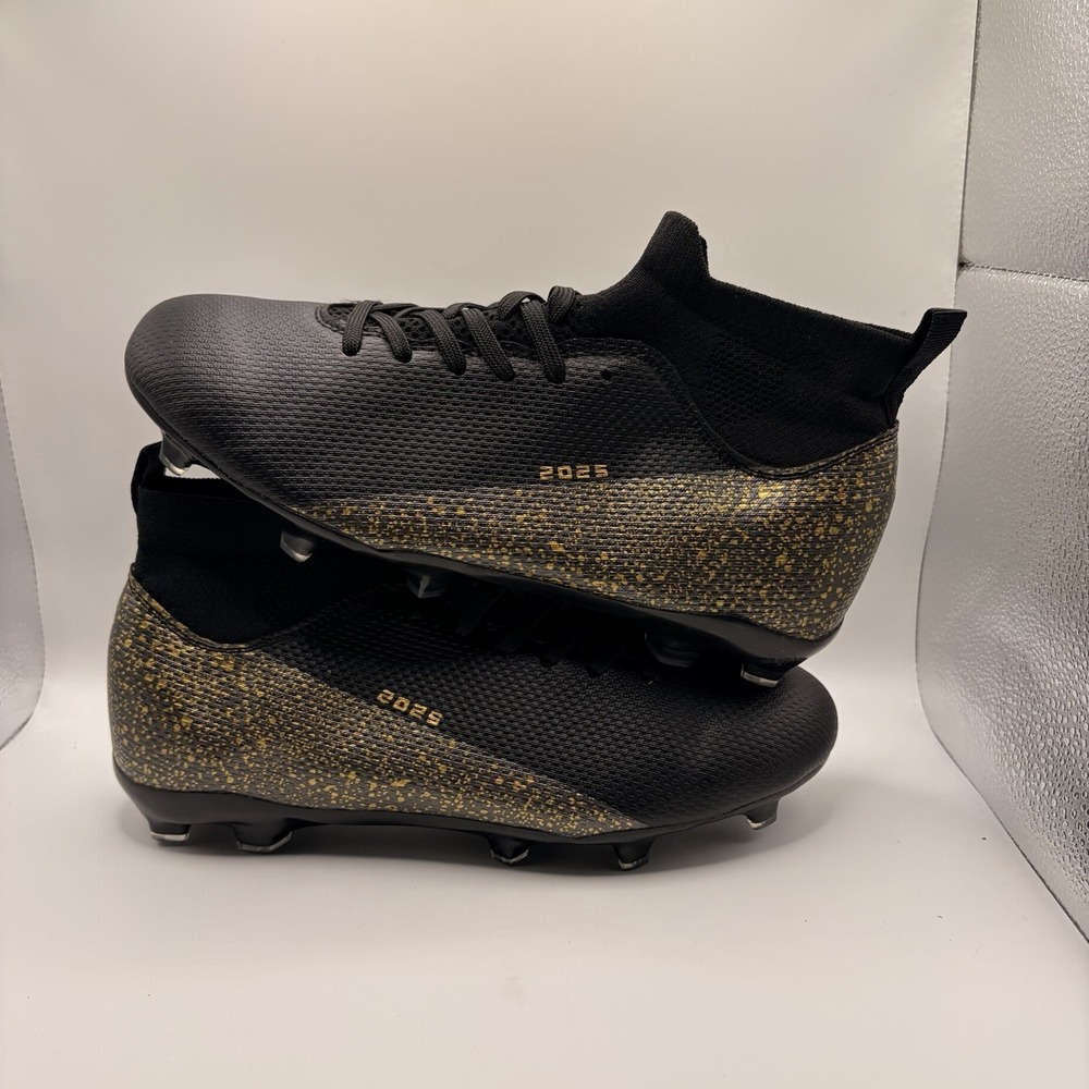 Unbranded AIR 2025 Black Gold Soccer Cleats Men's EU 40 US 7 High Top FG